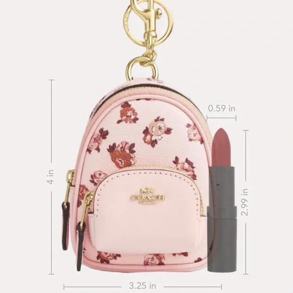 Coach NWT Mini Court Backpack Bag Charm With Rosette Print - Picture 6 of 12